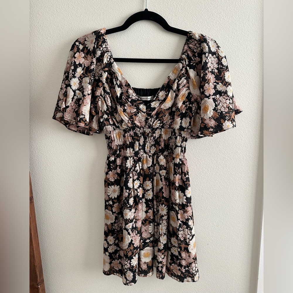 Abercrombie & Fitch Floral Black and Pink Mini Dress